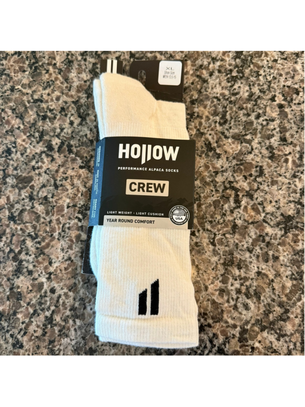 Men's Hollow Performance Alpaca Crew Socks - XL - White/Black
